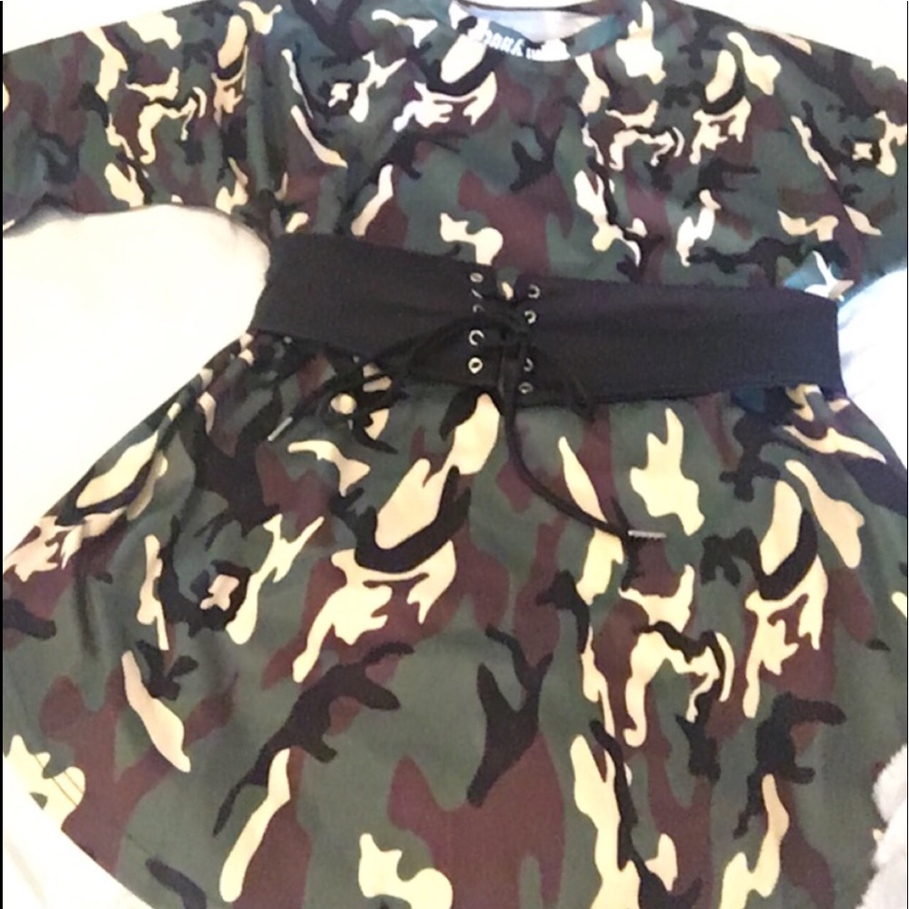Camo belted top brand new
